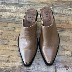 New! Calleen Cordero Women's camel studded Leather Mules. Versatile and stylish!